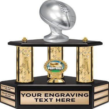 Crown Awards 18" Silver Football Gold Stars Perpetual Trophy