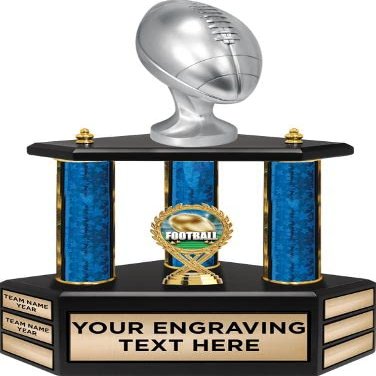 Crown Awards 18" Blue Stars Silver Football Perpetual Trophy Prime