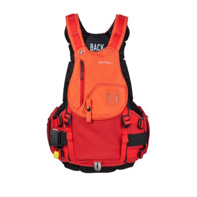 Astral Indus Life Jacket - High-Float USCG Type V PFD Adult Life Vest for Swiftwater, Rescue, SUP, & Whitewater - Red Orange - Small/Medium