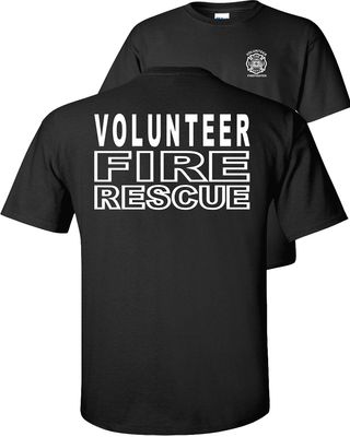 FAIR GAME Volunteer Fire Rescue T-Shirt Firefighter VFD-Black-L