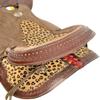 Double T Hard Seat Barrel Style Saddle with Cheetah Seat and Leather Tassels (15") view 2