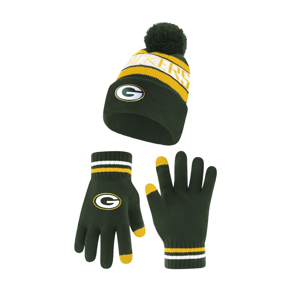 Ultra Game NFL Official Adults Unisex Super Soft Winter Beanie Knit Hat With Extra Warm Touch Screen Gloves, Green Bay Packers, Team Color 1, 1SIZE