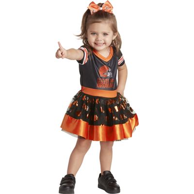 MODERN HERO Cleveland Browns Toddler Girl's NFL MVP Tailgate Tutu Dress Costume, Size 4T-5T