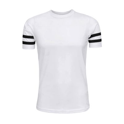 ILTEX Adult & Kids Sportswear Athlete Jersey | Crew Neck and Short Sleeve Stripes T-Shirt | Two Contrast Colors Stripes with Pure Cotton and Polyester(White/Black,2X-Large)