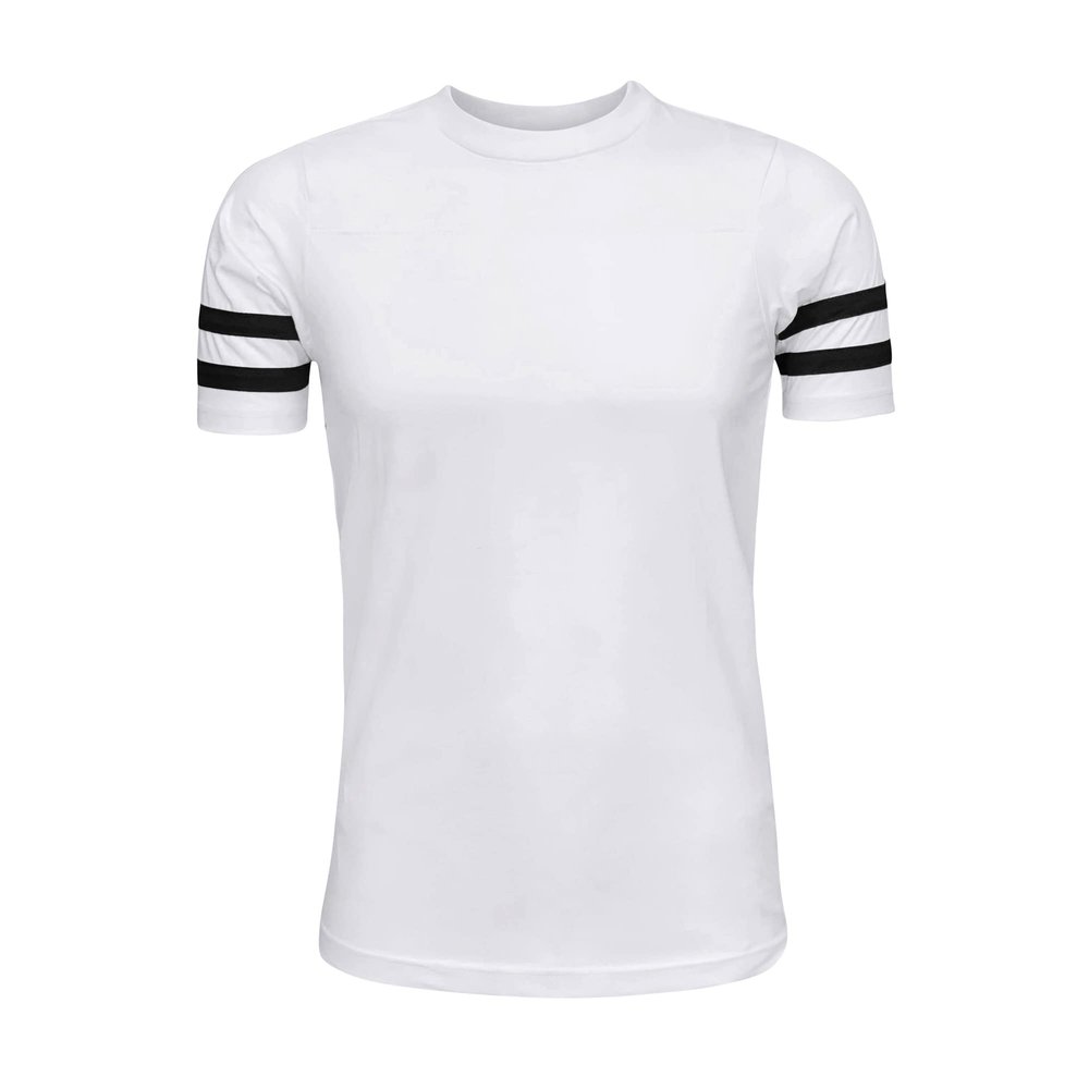 ILTEX Adult & Kids Sportswear Athlete Jersey | Crew Neck and Short Sleeve Stripes T-Shirt | Two Contrast Colors Stripes with Pure Cotton and Polyester(White/Black,2X-Large)