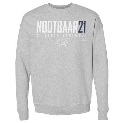 500 LEVEL Lars Nootbaar Sweatshirt (Crew Sweatshirt, XX-Large, Heather Gray) - Lars Nootbaar St. Louis Elite WHT