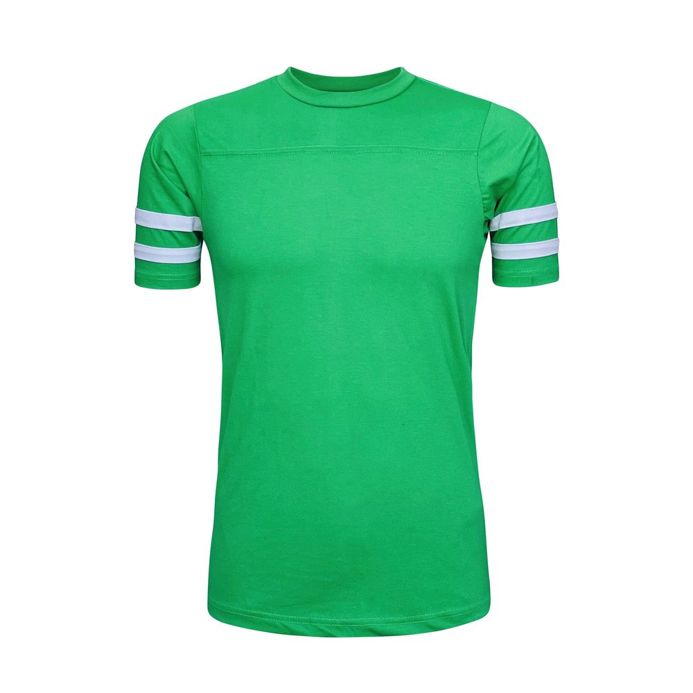 ILTEX Adult & Kids Sportswear Athlete Jersey | Crew Neck and Short Sleeve Stripes T-Shirt | Two Contrast Colors Stripes with Pure Cotton and Polyester(Green/White,X-Large)