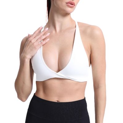 Aoxjox Women's Workout Sports Bras Fitness Metamorph Sienna Twist Bra Yoga Crop Tank (White, X-Small)