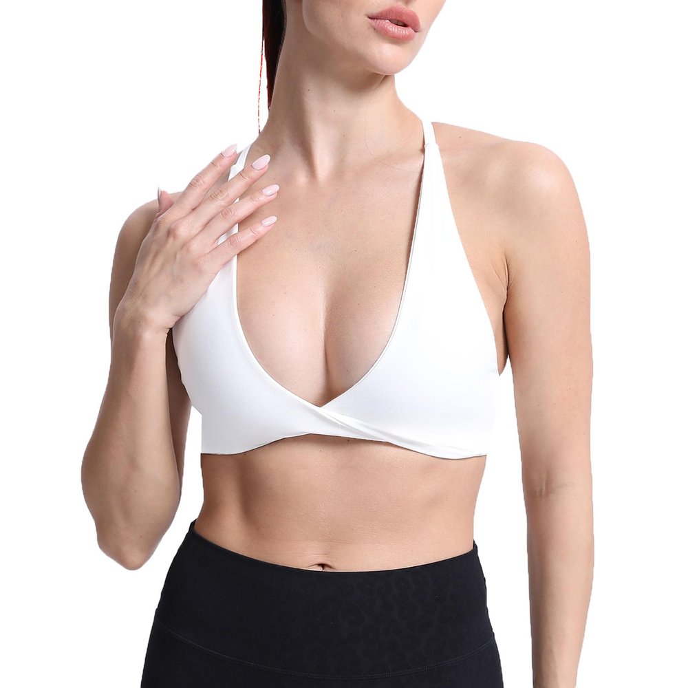 Aoxjox Women's Workout Sports Bras Fitness Metamorph Sienna Twist Bra Yoga Crop Tank (White, X-Small)