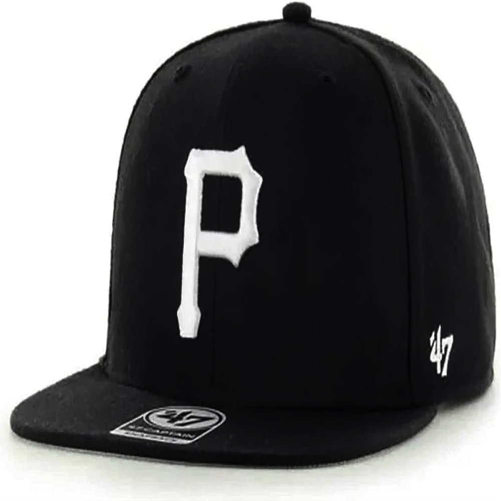 '47 Pittsburgh Pirates Mens Womens No Shot Captain Adjustable Snapback Black/White Hat, One Size