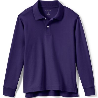 Lands' End Girls Long Sleeve Feminine Fit Interlock Polo Shirt X-Small Deep Purple