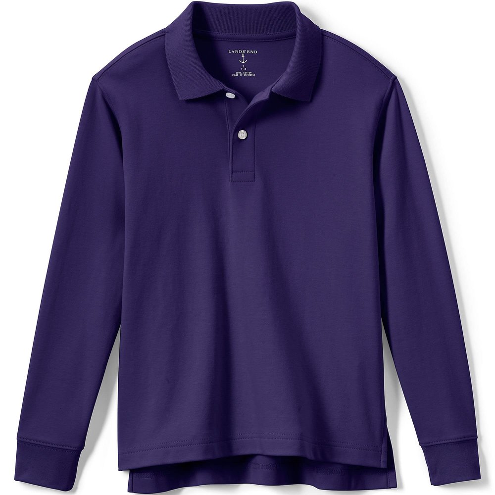 Lands' End Girls Long Sleeve Feminine Fit Interlock Polo Shirt X-Small Deep Purple