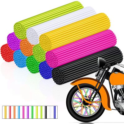 Tallew 216 Pcs Spoke Skins Bike Spoke Covers Decorations Dirt Bike Rim Wraps for Motorcycle Bicycle Wheelchair Accessories for 8-21 Inch Rims(Mixed Colors)