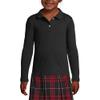 Lands' End Girls Long Sleeve Feminine Fit Interlock Polo Shirt Small Black view 2