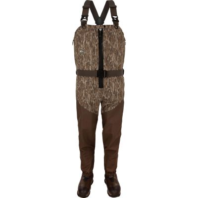 Drake Waterfowl Men's Uninsulated Guardian Elite HND Front Zip Hunting & Fishing Durable Waterproof Windproof Multi-Layered Waders, Mossy Oak Bottomland, Upper - XL/Boot - 14