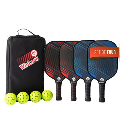 JP WinLook Premium Pickleball Paddles Set of 4  Graphite Carbon Fiber Pickleball Rackets for Men & Women - Best Pickleball Paddles for Outdoor & Indoor Game - USAPA Pickleball Set