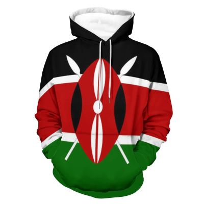 Kenyan Flag Hoodie Sweatshirt Full Printed Pullover Sports Long Sleeve Hoodies with Pockets for Unisex M