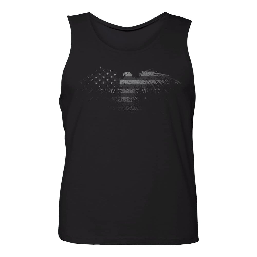 USA Eagle Flag Tank top Distressed Patriotic Workout Gym American Shirt (Black4, Large)