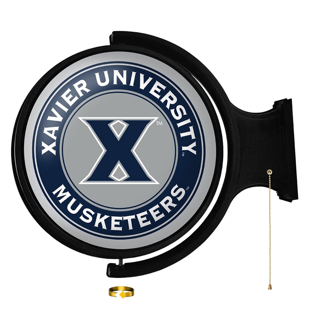Xavier Musketeers: Round Rotating Lighted Wall Sign - College Decor for Home, Game Room, Fan Cave & Garage - USA Made