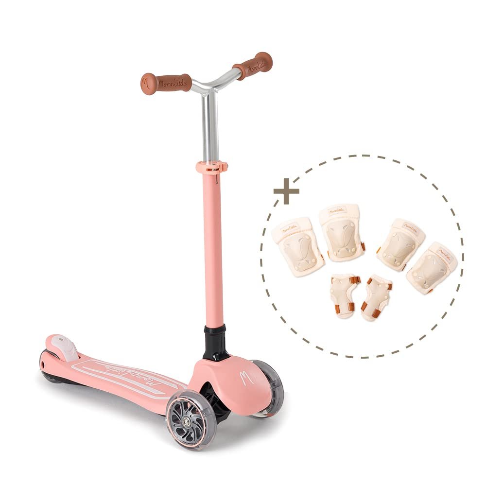 MomnLittle Kids Scooter(Pink)+Knee Pads Set