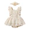Baby Girl Smash Cake Outfit Girl Clothes Sleeveless Floral Lace Embroidery Romper Tulle Dress+Headband outfits for photoshoot Girl First Birthday Outfit Girl 13#Apricot 6-12 Months view 1