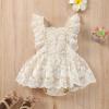 Baby Girl Smash Cake Outfit Girl Clothes Sleeveless Floral Lace Embroidery Romper Tulle Dress+Headband outfits for photoshoot Girl First Birthday Outfit Girl 13#Apricot 6-12 Months view 3