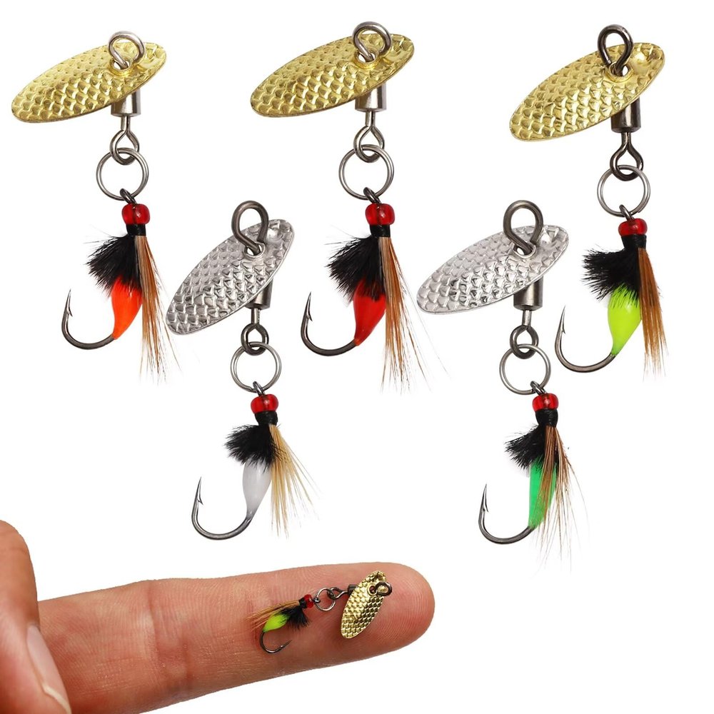 Dovesun Fly Fishing Lures Fly Fishing Flies Wet Fishing Flies Fishing Lures with Fishing Spinner for Bass Sunfish, Pike Hook 16# 5pcs