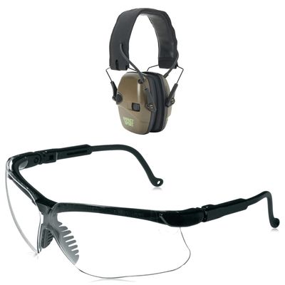Howard Leight Impact Sport Bluetooth 5.0 Electronic Shooting EarmuffwithHoward Leight by Honeywell Genesis Sharp-Shooter Shooting Glasses, Clear Lens (R-03570)