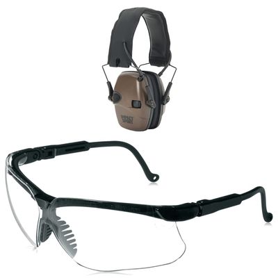Impact Sport with Bluetooth Flat Dark Eath ColorwithHoward Leight by Honeywell Genesis Sharp-Shooter Shooting Glasses, Clear Lens (R-03570)
