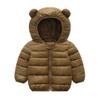 BFFBABY Winter Down Coats for Kids Baby Boys Girls Light Puffer Padded Jacket Bear Hoods Infant Outerwear Brown view 1