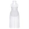 JEATHA Women Lyrical Modern Contemporary Dance Costume Leotard Backless Split Tulle Skirt Flowy Overlay Dress White 2# XX-Large view 2