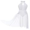 JEATHA Women Lyrical Modern Contemporary Dance Costume Leotard Backless Split Tulle Skirt Flowy Overlay Dress White 2# XX-Large view 3