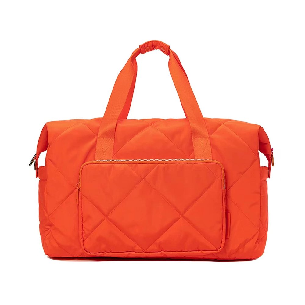 Orange Gym Bag for Women, 18 Inch Lightweight Puffy Carry On Duffel Bag for Travel Sports Yoga, Water Resistant