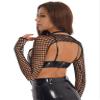 Zaldita Women's See Through Fishnet Shoulder Shrugs Pullover Cover Up Shirts with O Ring Club Party Black Large view 4