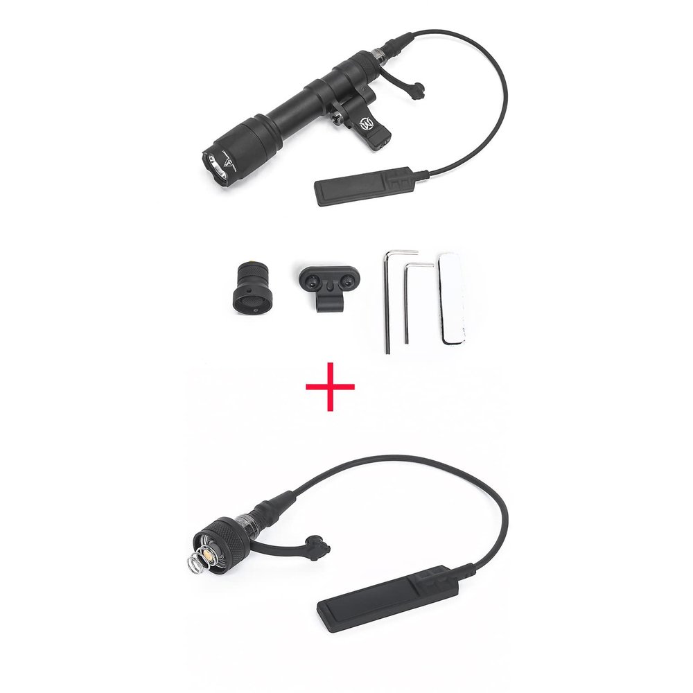 NOBUHIRO M600C 800 Lumens Tactical Light with 2 Remote Pressure Switch + 2 Rotating Mounts + Push Button Switch + Other Accessories