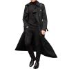 Maiyifu-GJ Mens Lapel Double Breasted Trench Coat Stylish Slim Fit Long Belted Windbreaker Casual Windproof Peacoat Overcoat (Black,Large) view 4
