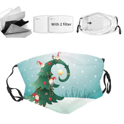 VeJerKK North Reusable Adults Washable Face Mask Gifts,Christmas Tree and Scandinavian Gnomes,Black Adults Face Masks 3D Cover for Outdoor Sport,Multicolor