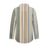 Womens Casual Button Down Shirts Bohemian Striped Long Sleeve Blouse Casual Roll-up Tops Winter Fall Shacket Jacket Orange view 4