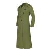 Maiyifu-GJ Mens Lapel Double Breasted Trench Coat Stylish Slim Fit Long Belted Windbreaker Casual Windproof Peacoat Overcoat (Green,Small) view 3