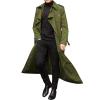 Maiyifu-GJ Mens Lapel Double Breasted Trench Coat Stylish Slim Fit Long Belted Windbreaker Casual Windproof Peacoat Overcoat (Green,Small) view 4