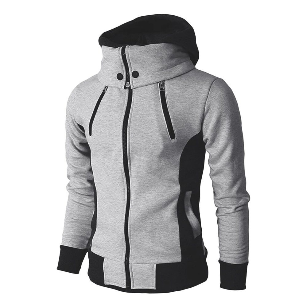 Maiyifu-GJ Men Full Zip Hooded Sweatshirt Winter Slim Fit Active Hoodie Jackets Long Sleeve Lightweight Hoodies Windbreaker (Grey,Small)