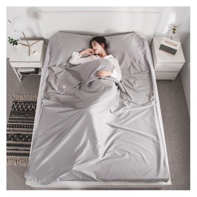 Sleeping Bag Liners Ultralight Compact Sleeping Bag Liner, Comfortable Cotton Sleeping Bag Sheet Suitable for Adult Camping Travel Hotel Bedding, for Four Seasons (Color : Grey, Size : 200x210cm)