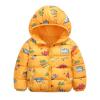 Toddler Baby Boys Girls Winter Warm Jacket Outerwear Dinosaur Cartoon Coats Hooded Down Padded (Yellow, 18-24 Months) view 1