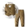 Boys Long Sleeve Gentleman Outfits Suit Set Baby Boy Clothes Toddler Suit Wedding Tuxedo Outfit Fake 2 Pc Tops + Pant 1-6T view 1