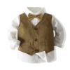 Boys Long Sleeve Gentleman Outfits Suit Set Baby Boy Clothes Toddler Suit Wedding Tuxedo Outfit Fake 2 Pc Tops + Pant 1-6T view 2