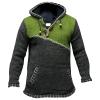 Maiyifu-GJ Men Retro Hoodie Knitwear Color Block Halloween Costume Loose Knit Sweatshirt Patchwork Hooded Sweater Pullover (Green,3X-Large) view 1