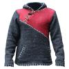 Men Retro Hoodie Knitwear Color Block Halloween Costume Loose Knit Sweatshirt Patchwork Hooded Sweater Pullover (Red,Medium) view 1