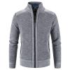 Men's Full Zip Up Cardigan Sweaters Regular Fit Flannel Lining Knitted Cardigans Zipper Thick Knit Sweater Coat (Light Grey,XX-Large) view 1
