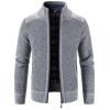 Men's Full Zip Up Cardigan Sweaters Regular Fit Flannel Lining Knitted Cardigans Zipper Thick Knit Sweater Coat (Light Grey,XX-Large) view 2