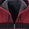 Men's Sherpa Lined Full Zip Hooded Striped Slim Flannel Hoodies Shirt Jacket Fleece Thick Casual Cardigan Sweater (Red,Medium) view 4